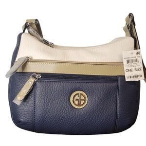 Giani Bernini Navy, Oatmeal  and White Women's Crossbody Bag New With Tags